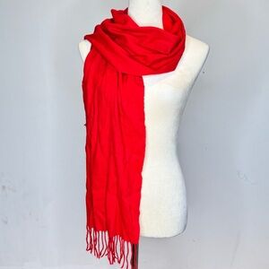 Cejon Knit Fringe Italian Scarf Wrap Red